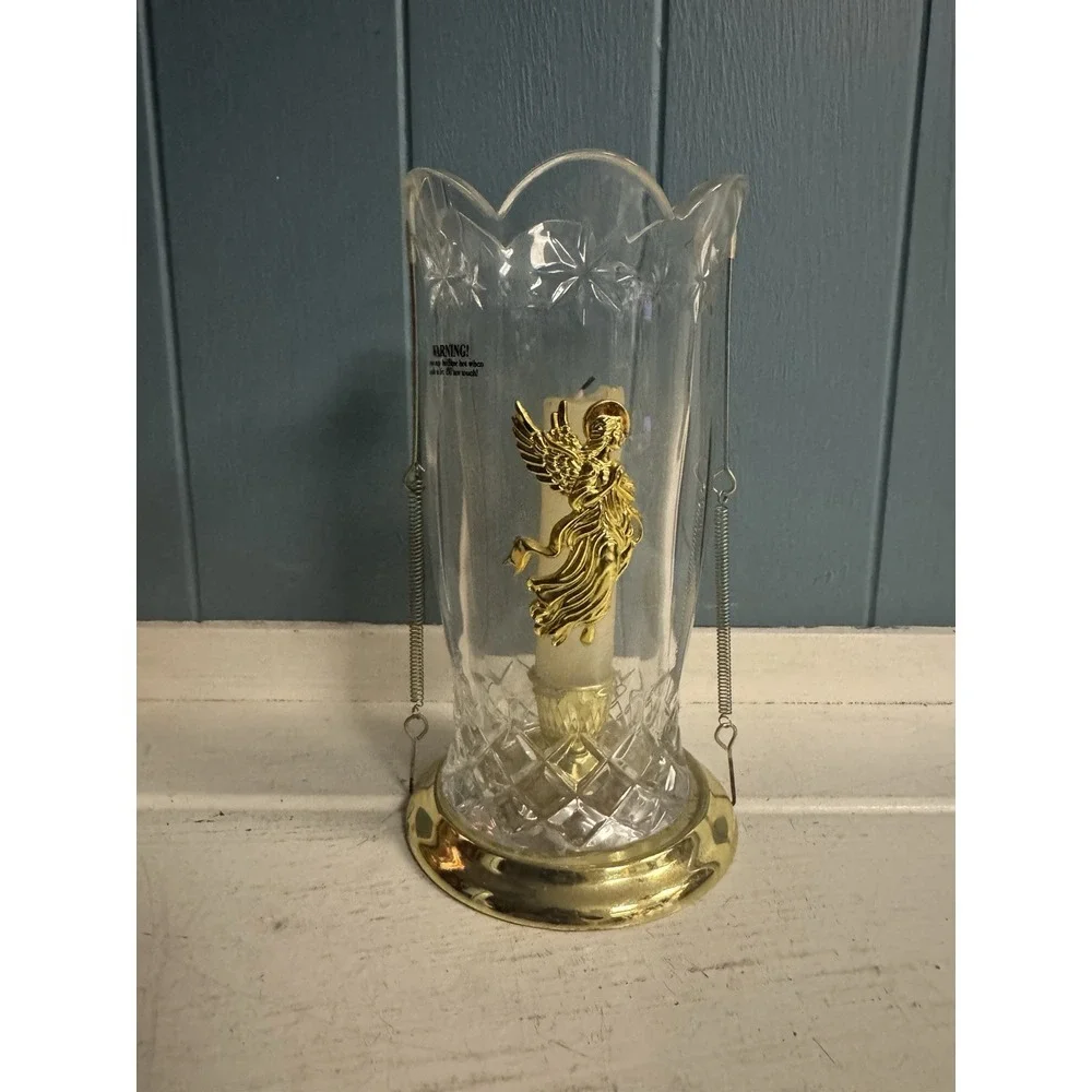 Fine‎ Bohemian Crystal Candle Holder With Golden Angel Czech Republic